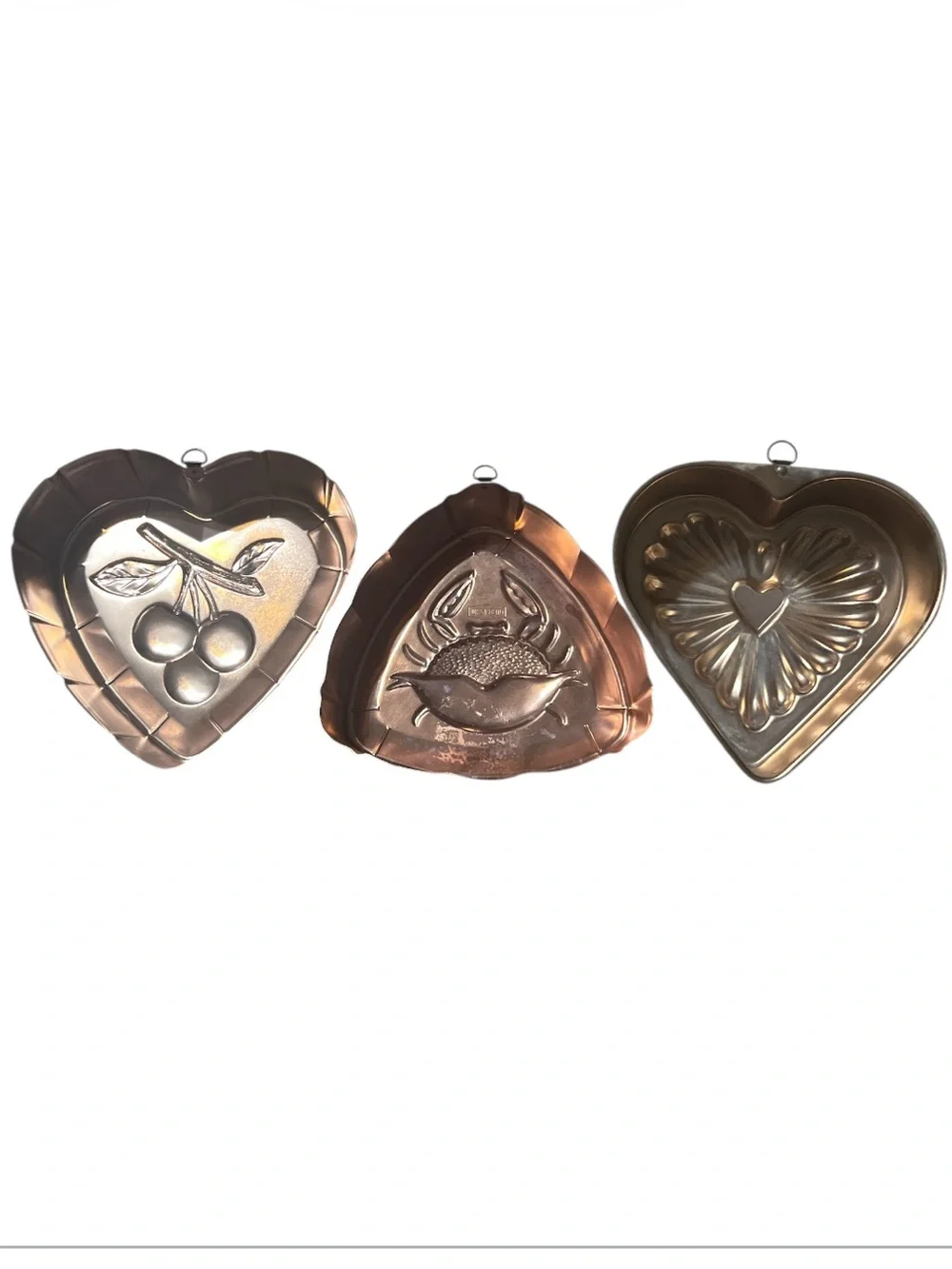 Vintage West Bend Copper-Tone Aluminum Jello Molds / Wall Art - Set of 3
